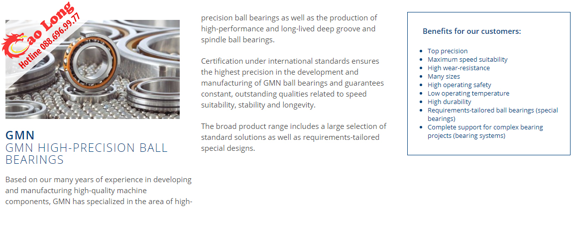 GMN super precision bearings