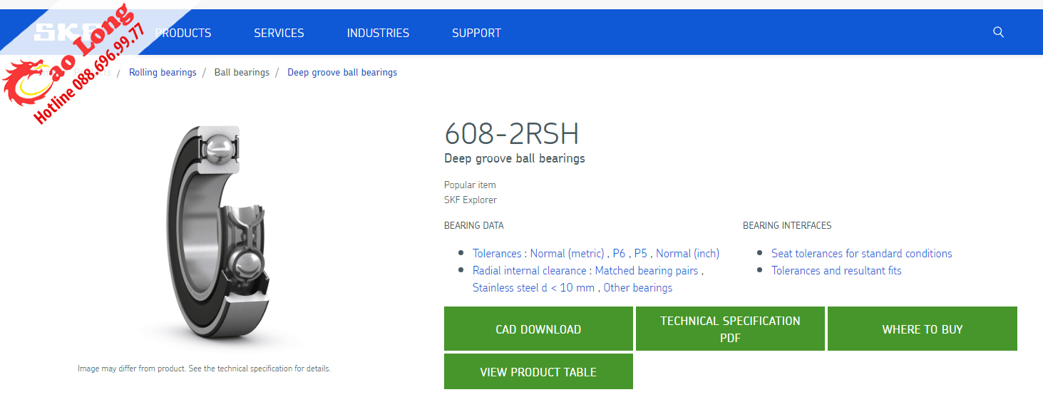 vòng bi 608 2RSH SKF chính hãng
