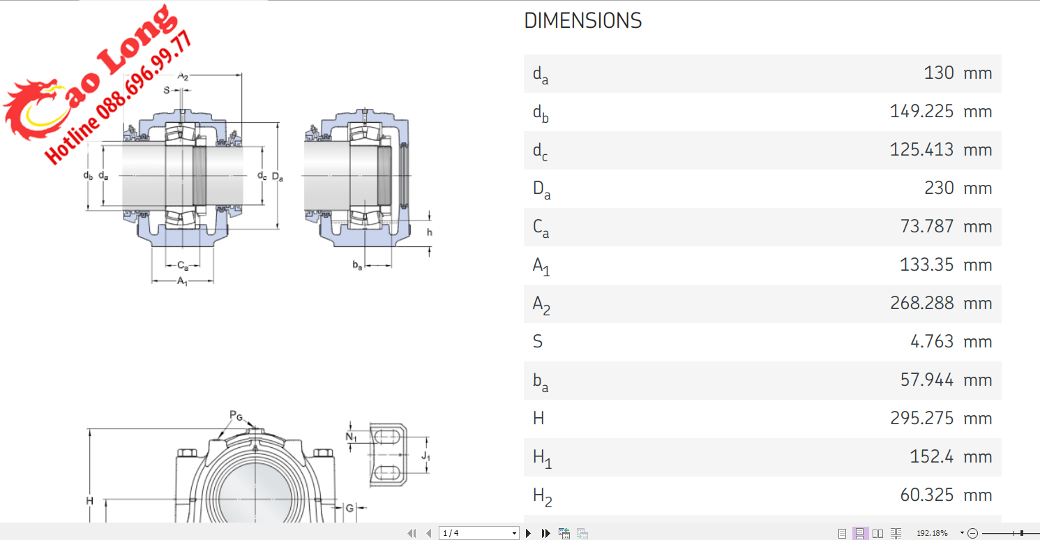 Gối đỡ 2 nửa SAF22226T SKF Chính hãng