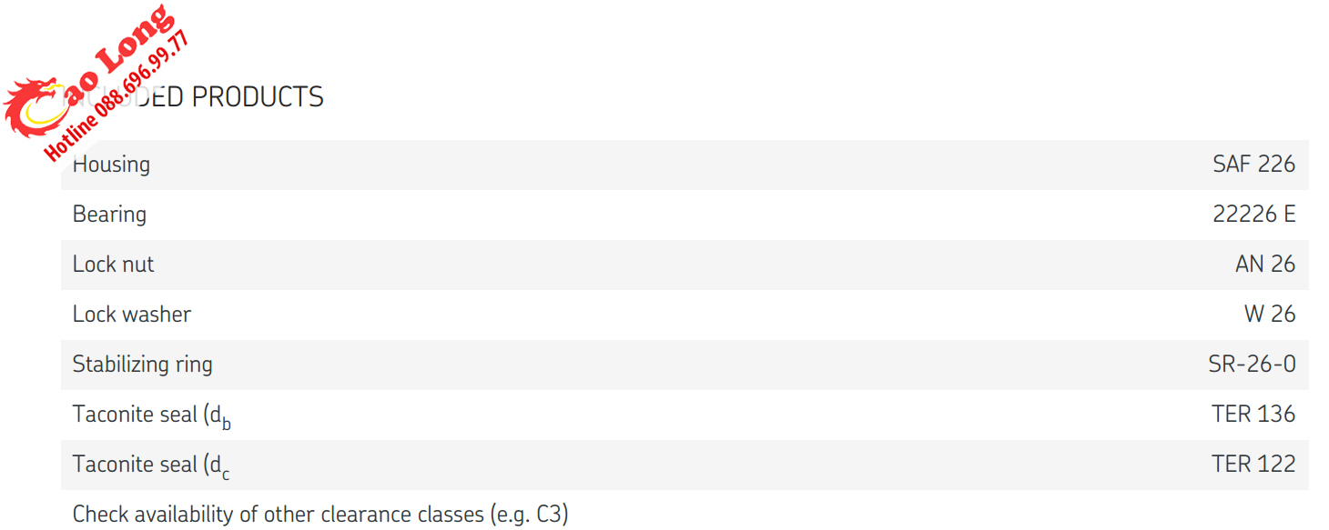 Gối đỡ 2 nửa SAF22226T SKF Chính hãng