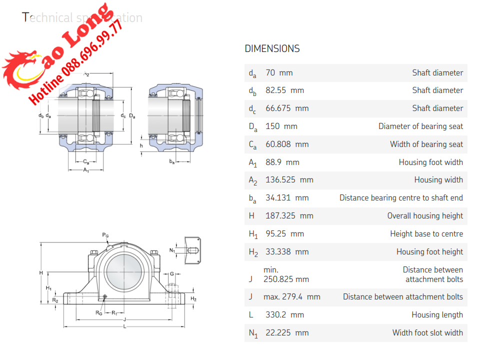Gối đỡ 2 nửa SKF SAF 1314 chính hãng