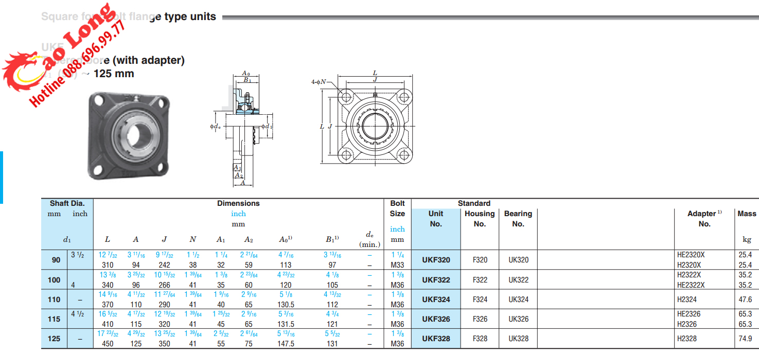 Gối đỡ UKF328 ASAHI chính hãng