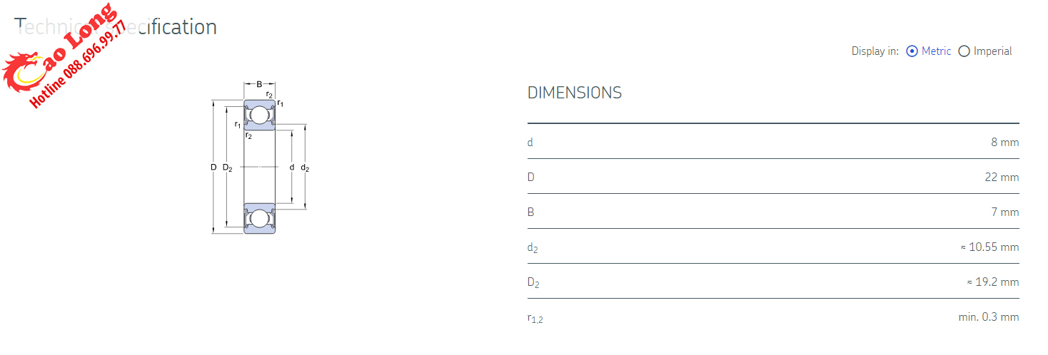 vòng bi 608 2RSH SKF chính hãng